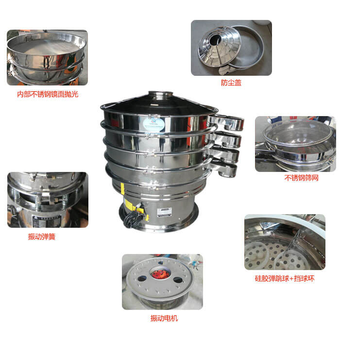 食品振動篩部件:防塵蓋,不銹鋼篩網(wǎng),鏡面拋光展示