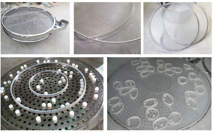 旋振篩換網1,去除舊網。2,將新的篩網平鋪在網架上。3,用束環固定篩網。3,拉緊篩網并擰緊束環,換網完成。