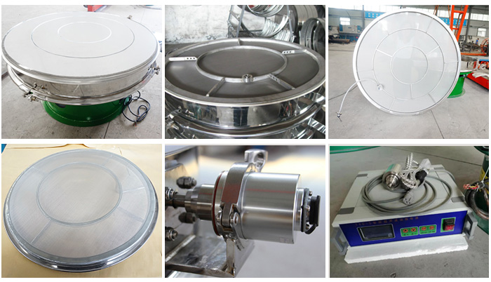 超聲波旋振篩網(wǎng)架,篩框,超聲波換能器,超聲波電源等細(xì)節(jié)展示。