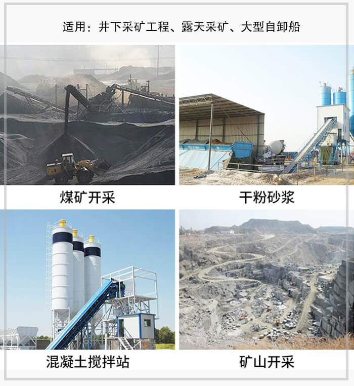 大傾角皮帶輸送機(jī)適用于煤礦開采，混凝土攪拌站，干粉砂漿，礦山開采等行業(yè)中。